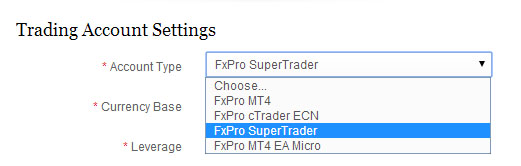 FxPro Account Type